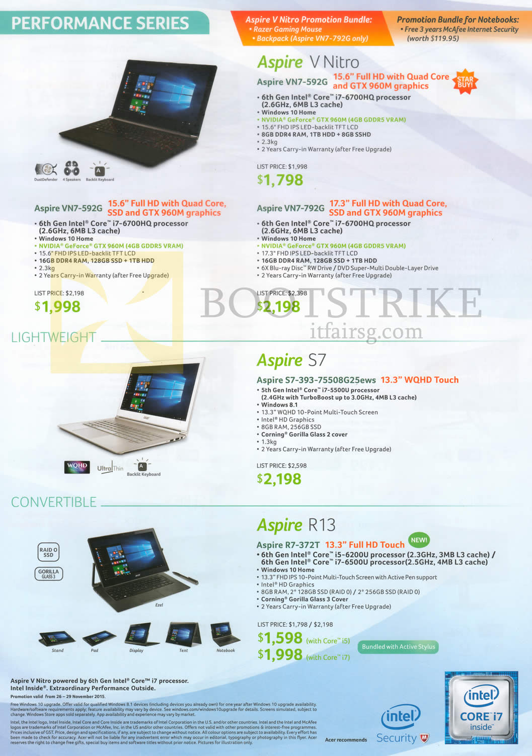 SITEX 2015 price list image brochure of Acer Notebooks V Nitro VN7-592G, VN7-792G, S7-393-75508G25ews, R7-372T