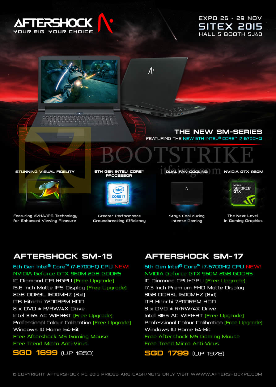 SITEX 2015 price list image brochure of Aftershock Notebooks SM-15, SM-17