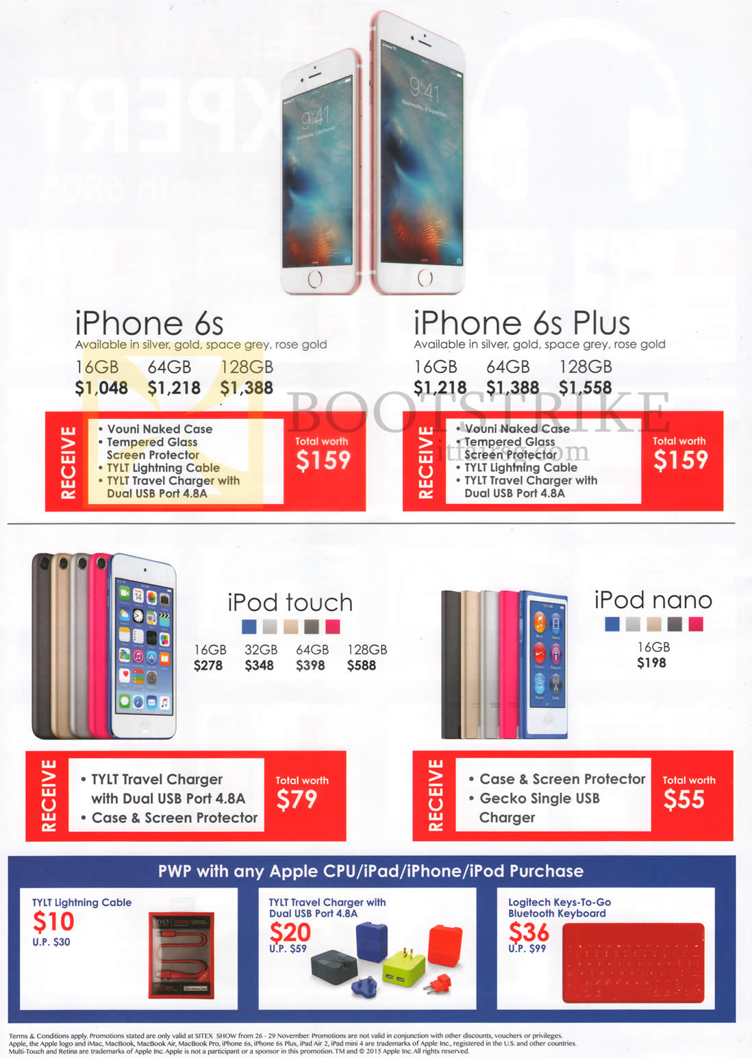 SITEX 2015 price list image brochure of Best Denki Apple IPhone 6s, 6s Plus, IPod Touch, IPod Nano, 16GB, 32GB, 64GB, 128GB, Purchase With Purchase Items