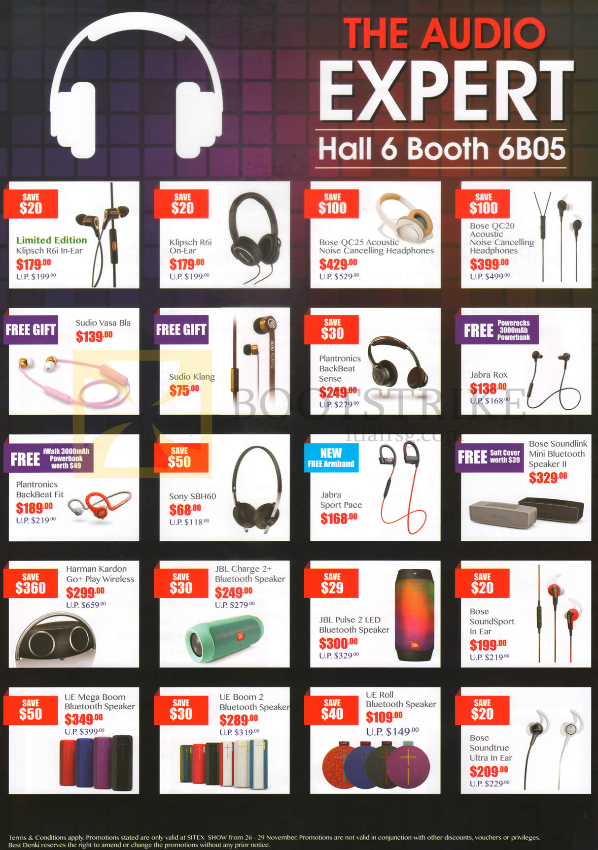 SITEX 2015 price list image brochure of Best Denki Earphones, Headphones, Mobile Phone, Bluetooth Speakers, UE Roll, Bose, Harman Kardon, Sony, Jabra, Plantronics