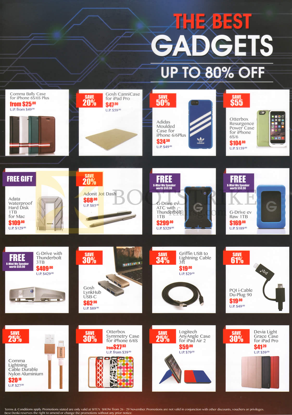 SITEX 2015 price list image brochure of Best Denki Gadgets Accessories Cases, Hard Disk, Lightining Cable, Any Angle Case