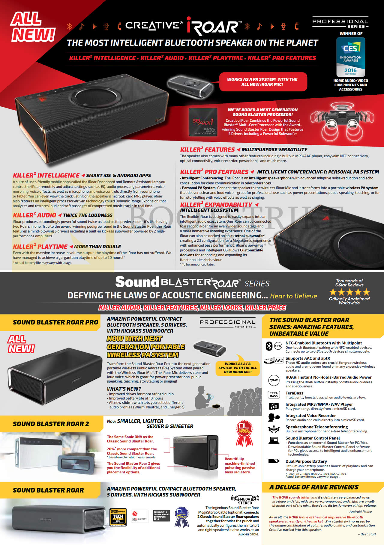 SITEX 2015 price list image brochure of Creative Bluetooth Speakers Sound Blaster Roar Pro, Roar, Roar 2