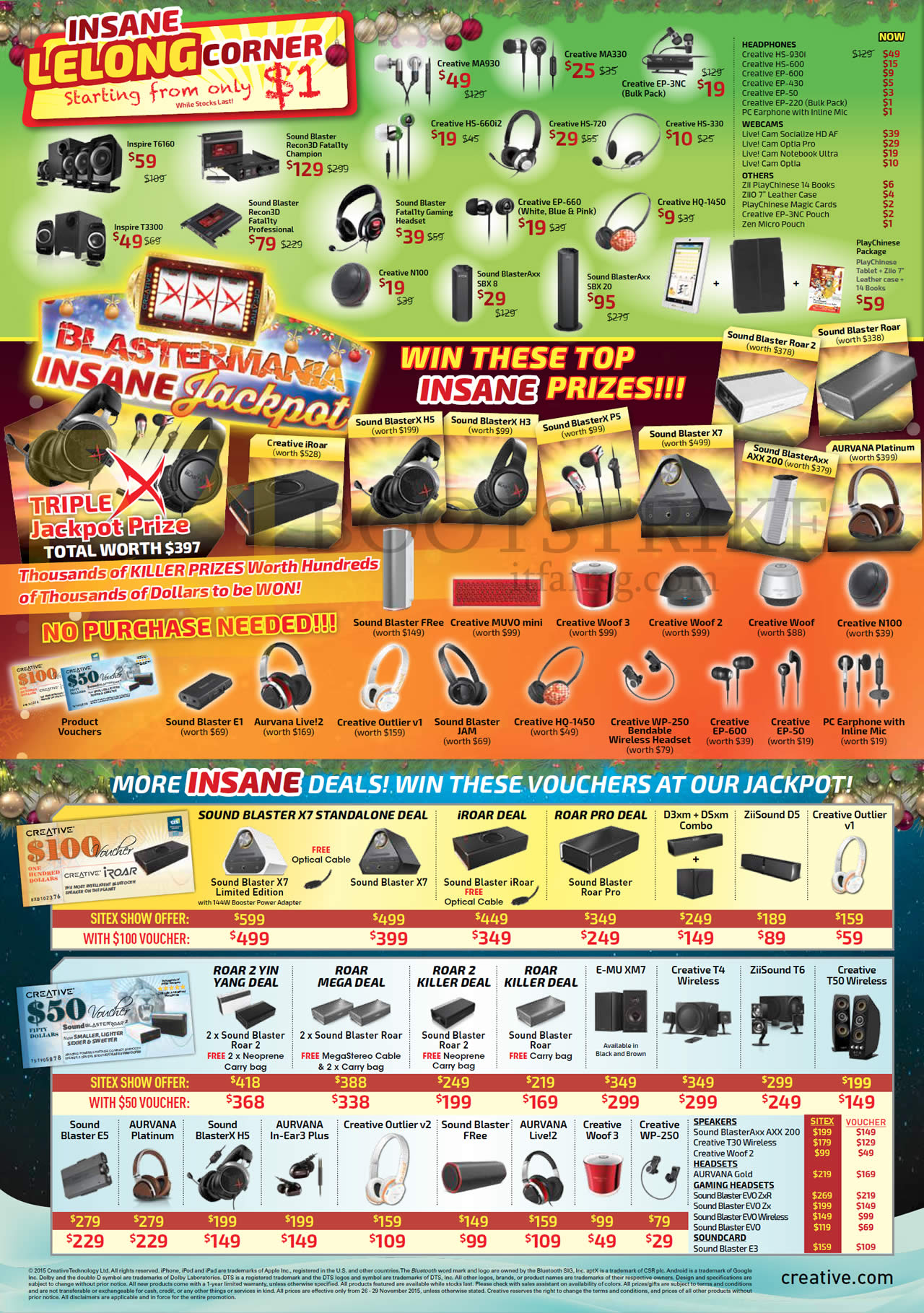 SITEX 2015 price list image brochure of Creative Lelong Corner, Earphones, Headphones, Speakers, Webcams, Voucher Deals