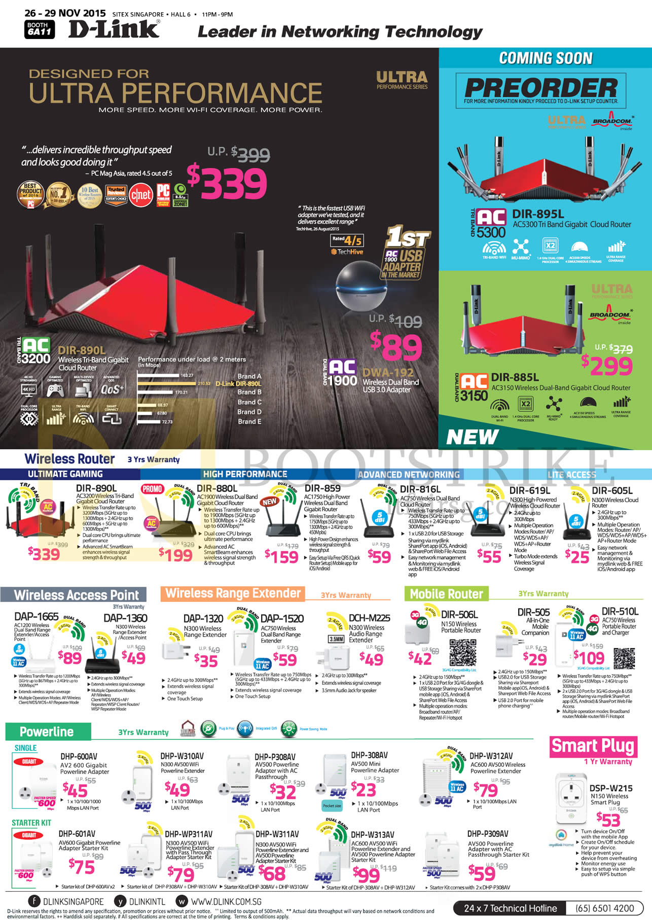 SITEX 2015 price list image brochure of D-Link Networking Wireless Routers, Access Point, Range Extender, Mobile Router, Powerline, Smart Plug, DIR-890L 880L 859 816, 619L DAP-1665 1360 1320 1520, DIR-506L 505 510L