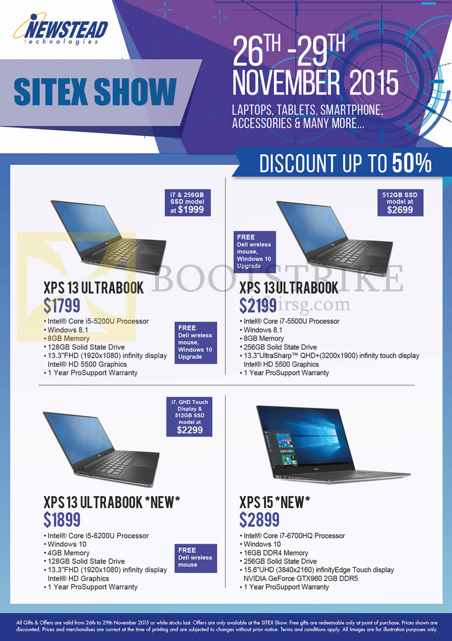 SITEX 2015 price list image brochure of Dell Newstead Notebooks XPS 13 5200U, 5500U, 6200U, 6700HQ