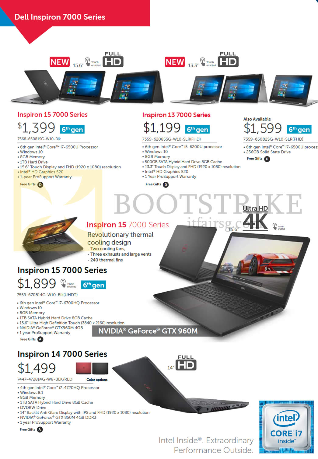 SITEX 2015 price list image brochure of Dell Notebooks Inspiron 7568-65081SG-W10-Blk, 7359-62085SG-W10-SLR, 7359-65082SG-W10-SLR, 7559-670814G-W10-Blk, 7447-472814G-W8-BLK, RED