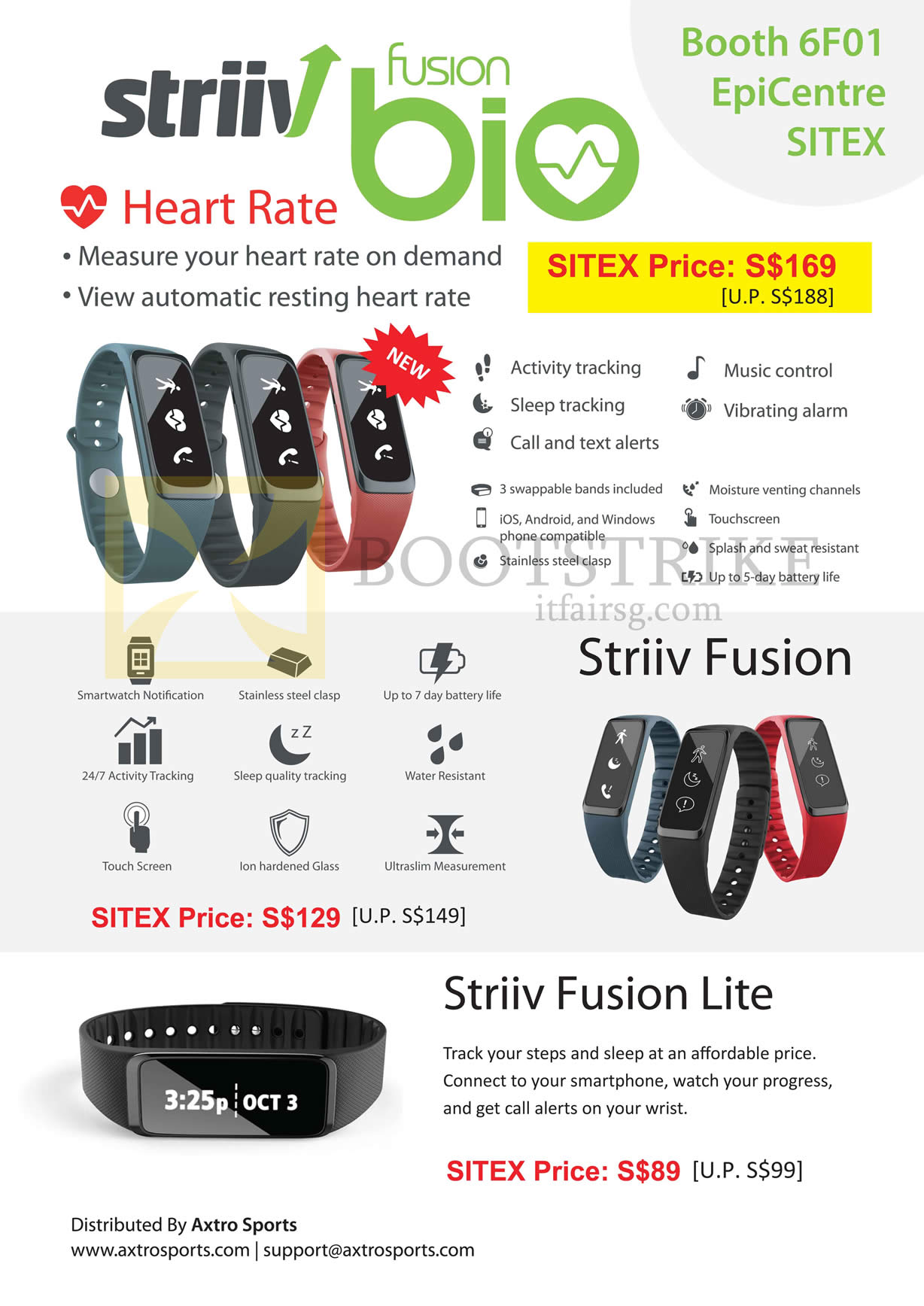 SITEX 2015 price list image brochure of Epicentre Striiv Fusion Bio Heart Rate, Striiv Fusion, Fusion Lite