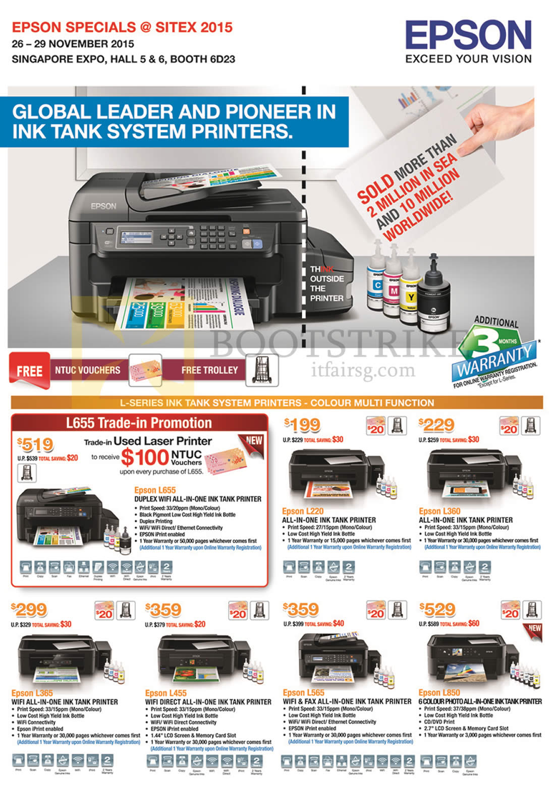 SITEX 2015 price list image brochure of Epson Printers L Series Ink Tank System L220, L360, L365, L455, L565, L850