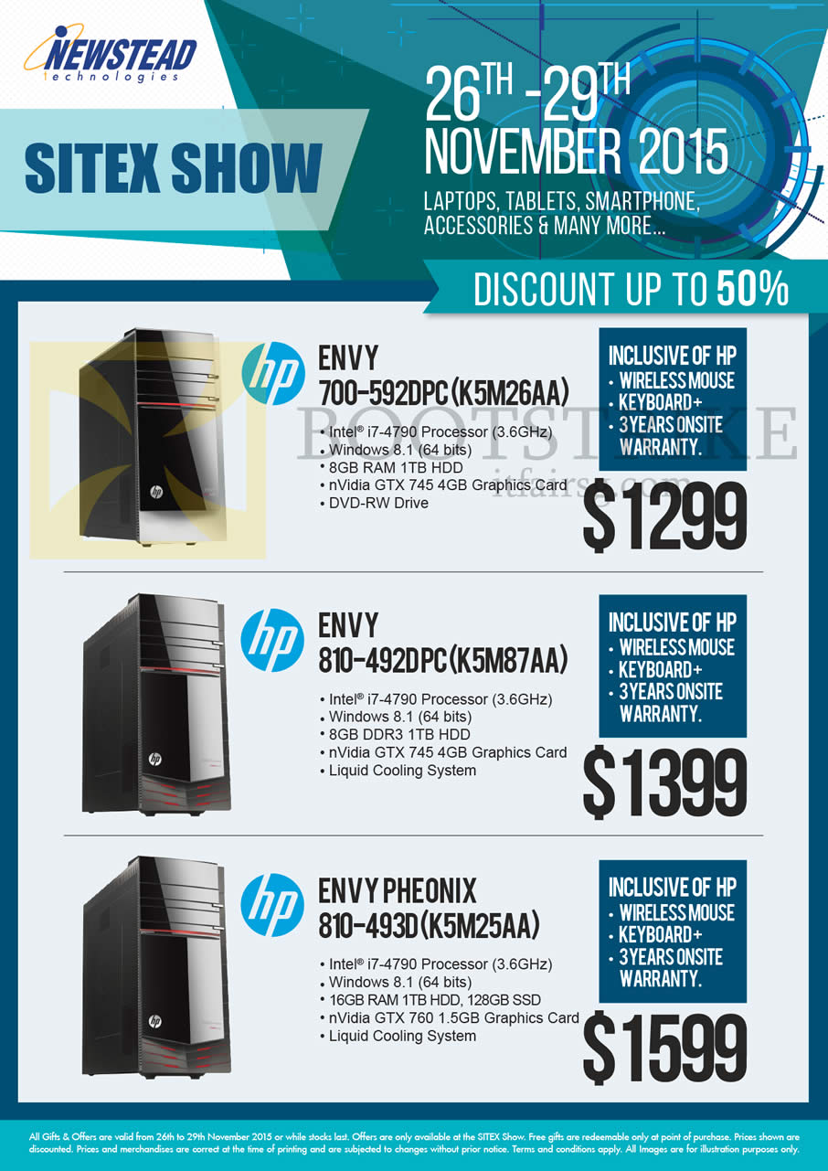 SITEX 2015 price list image brochure of HP Newstead Envy 700-592DPC (K5M26AA), 810-492DPC(K5M87AA), Pheonix 810-493D (K5M25AA)