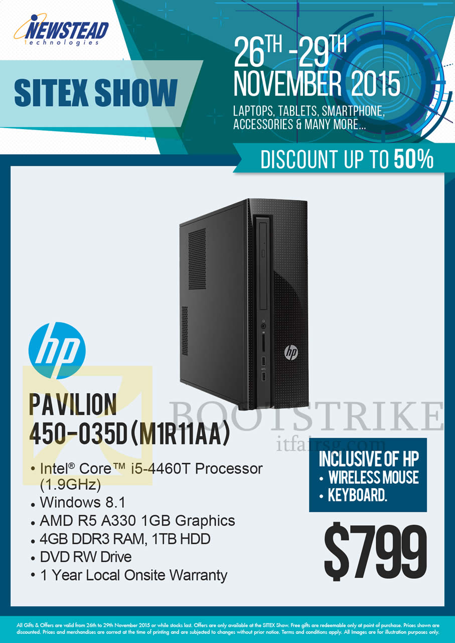 SITEX 2015 price list image brochure of HP Newstead Pavilion Desktop PC 450-035D M1R11AA