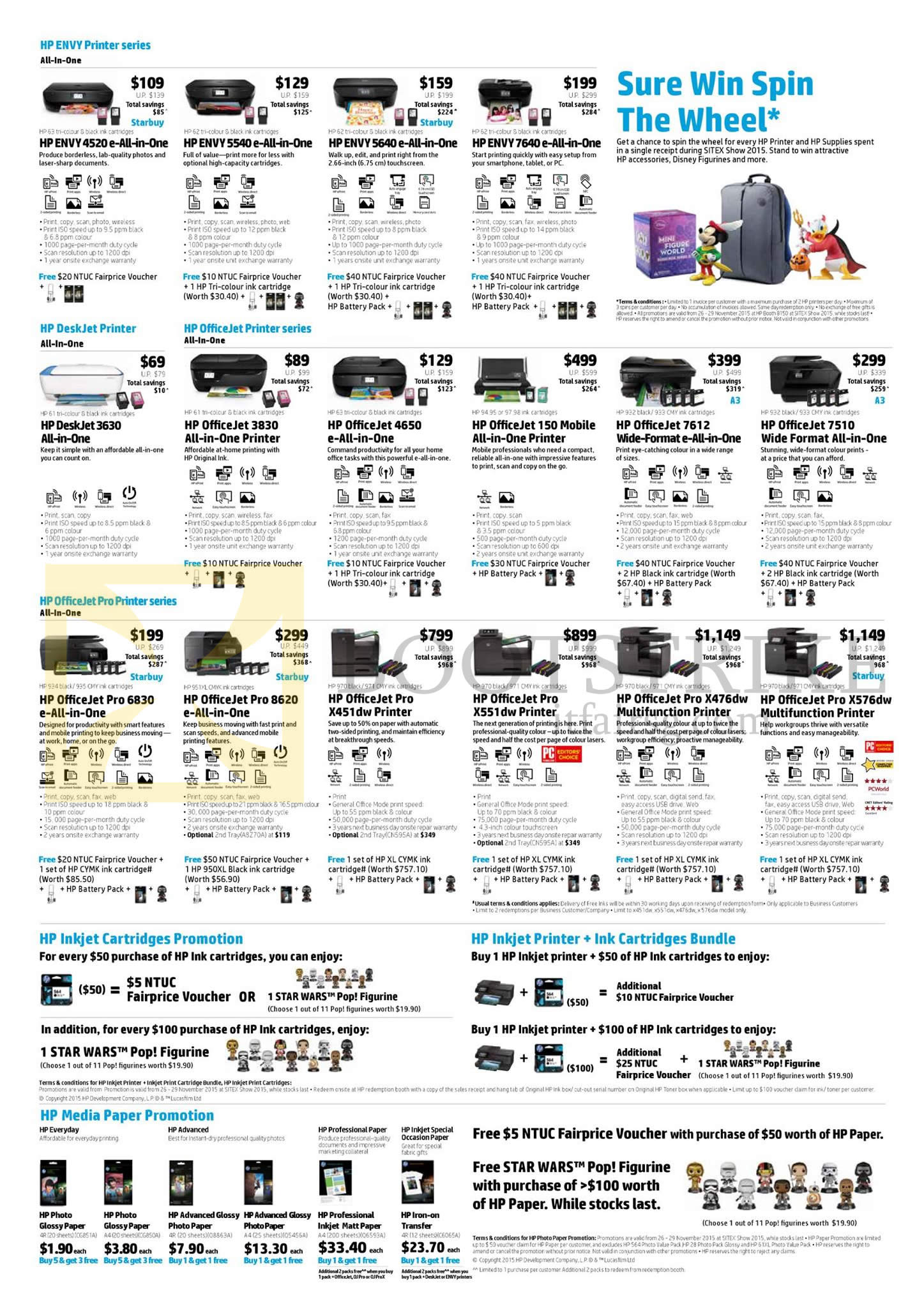 SITEX 2015 price list image brochure of HP Printers, Inkjet Cartridges, Media Paper, Envy 4520, 5540, 5640, 7640, Officejet 3830, 4650, 150 Mobile, 7612, 7510, Pro6830, Pro8620, ProX451dw, ProX551dw