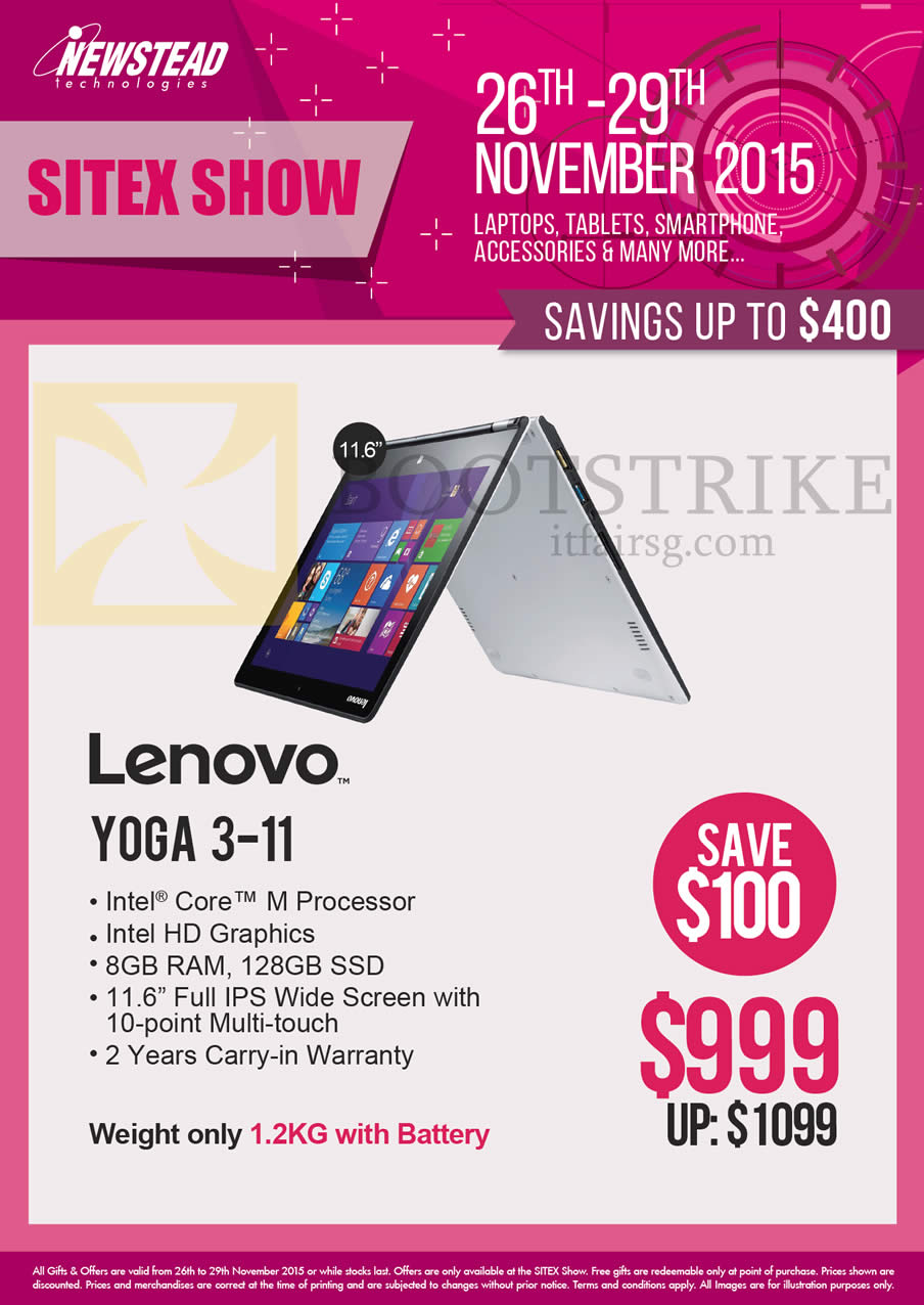 SITEX 2015 price list image brochure of Lenovo Newstead Notebook Yoga 3-11