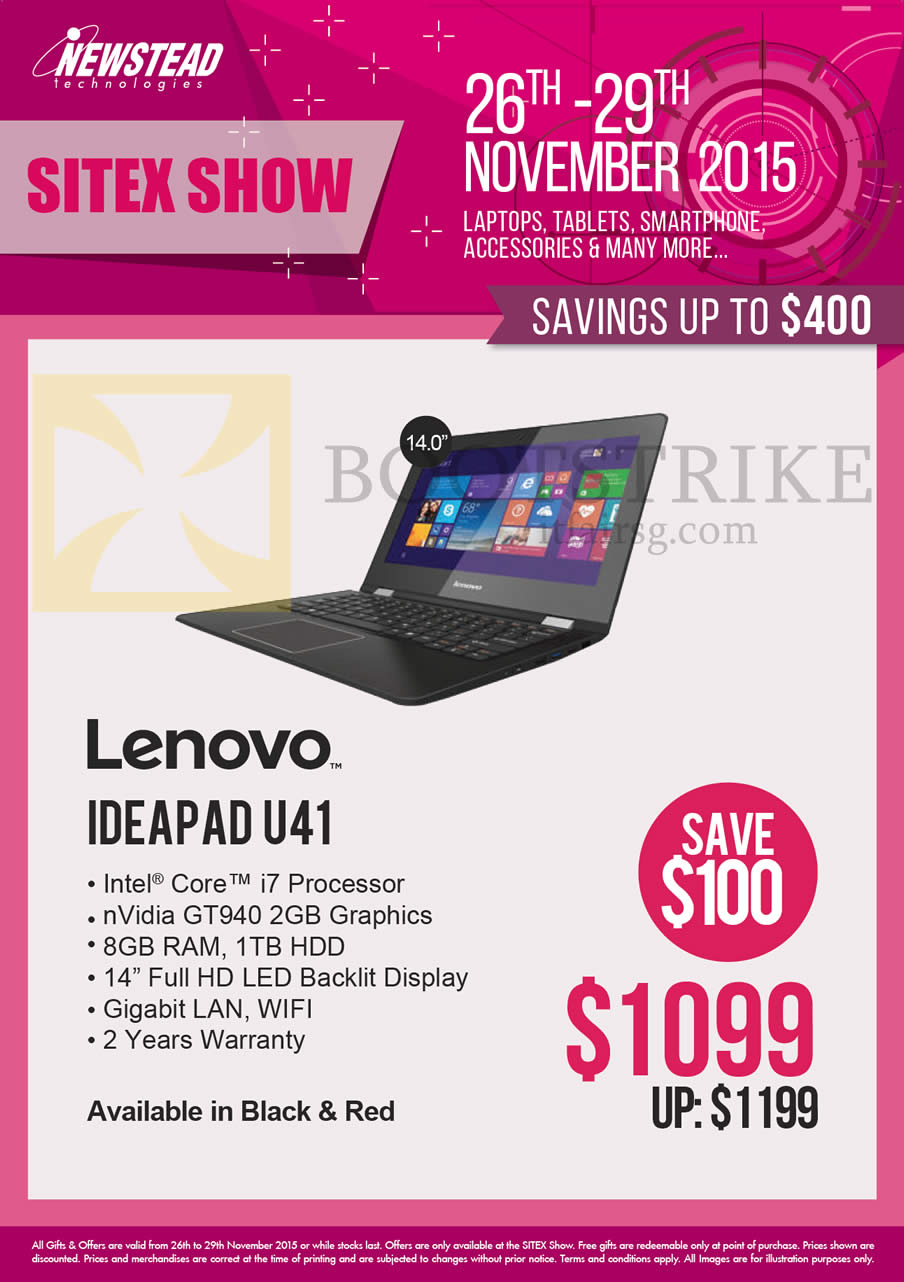 SITEX 2015 price list image brochure of Lenovo Newstead Notebooks Ideapad U41