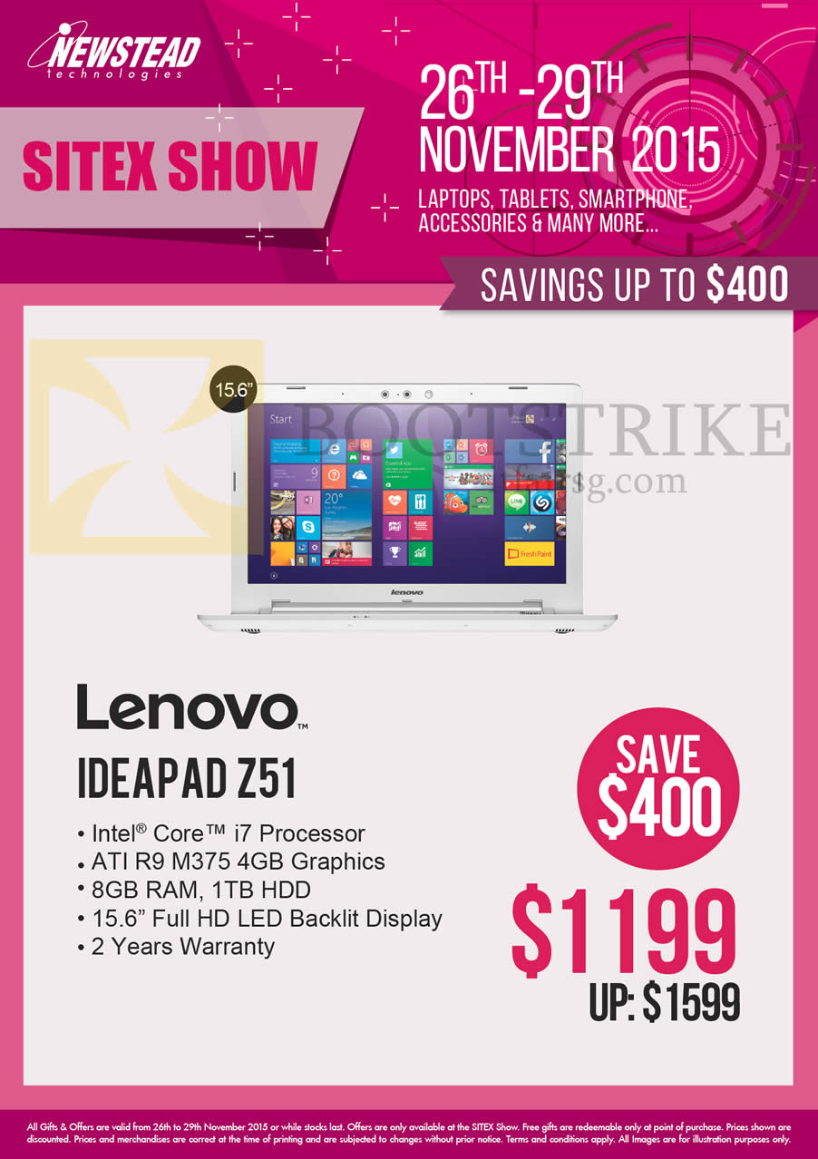 SITEX 2015 price list image brochure of Lenovo Newstead Notebooks Ideapad Z51