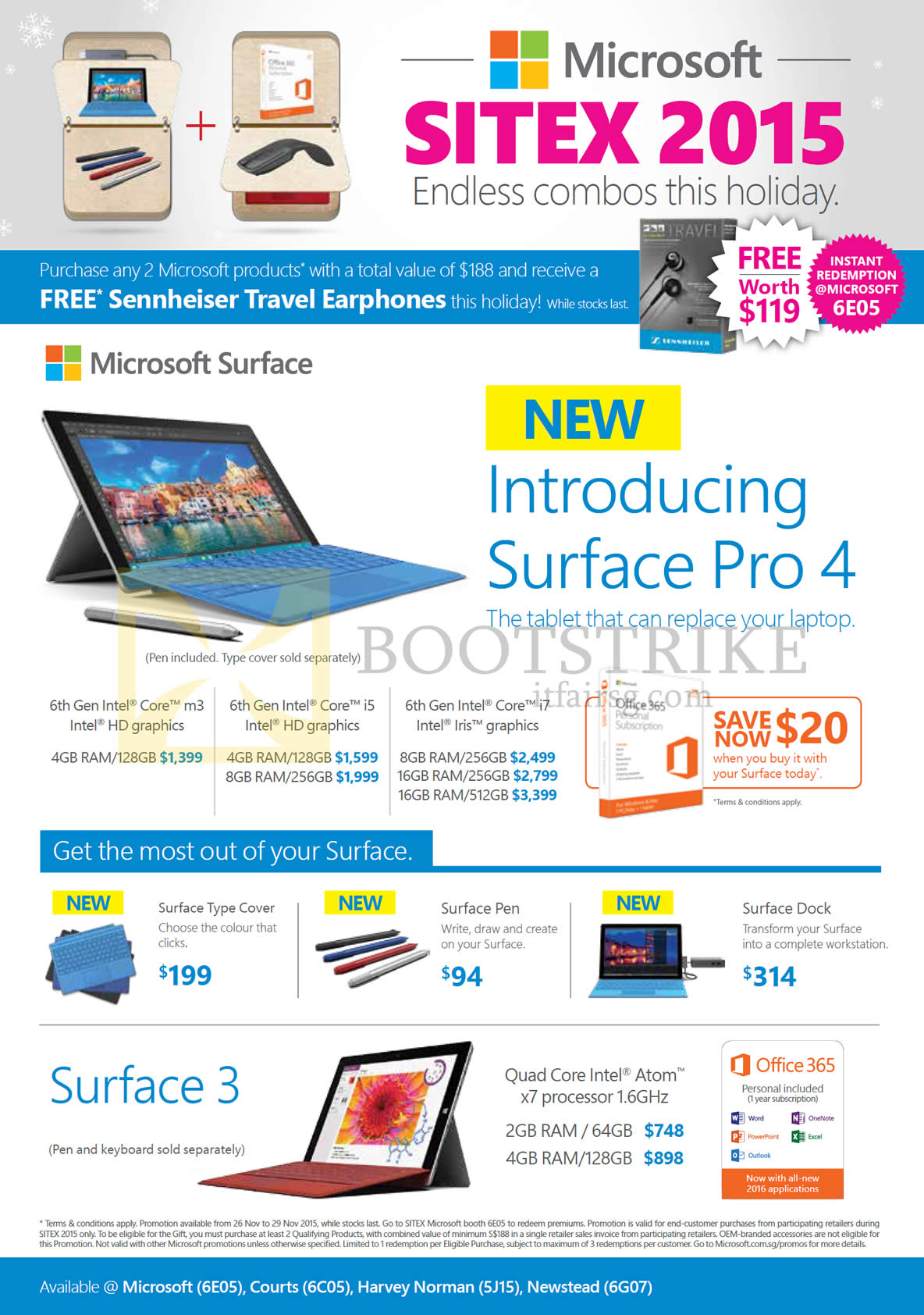 SITEX 2015 price list image brochure of Microsoft Tablets Surface Pro 4, Surface 3