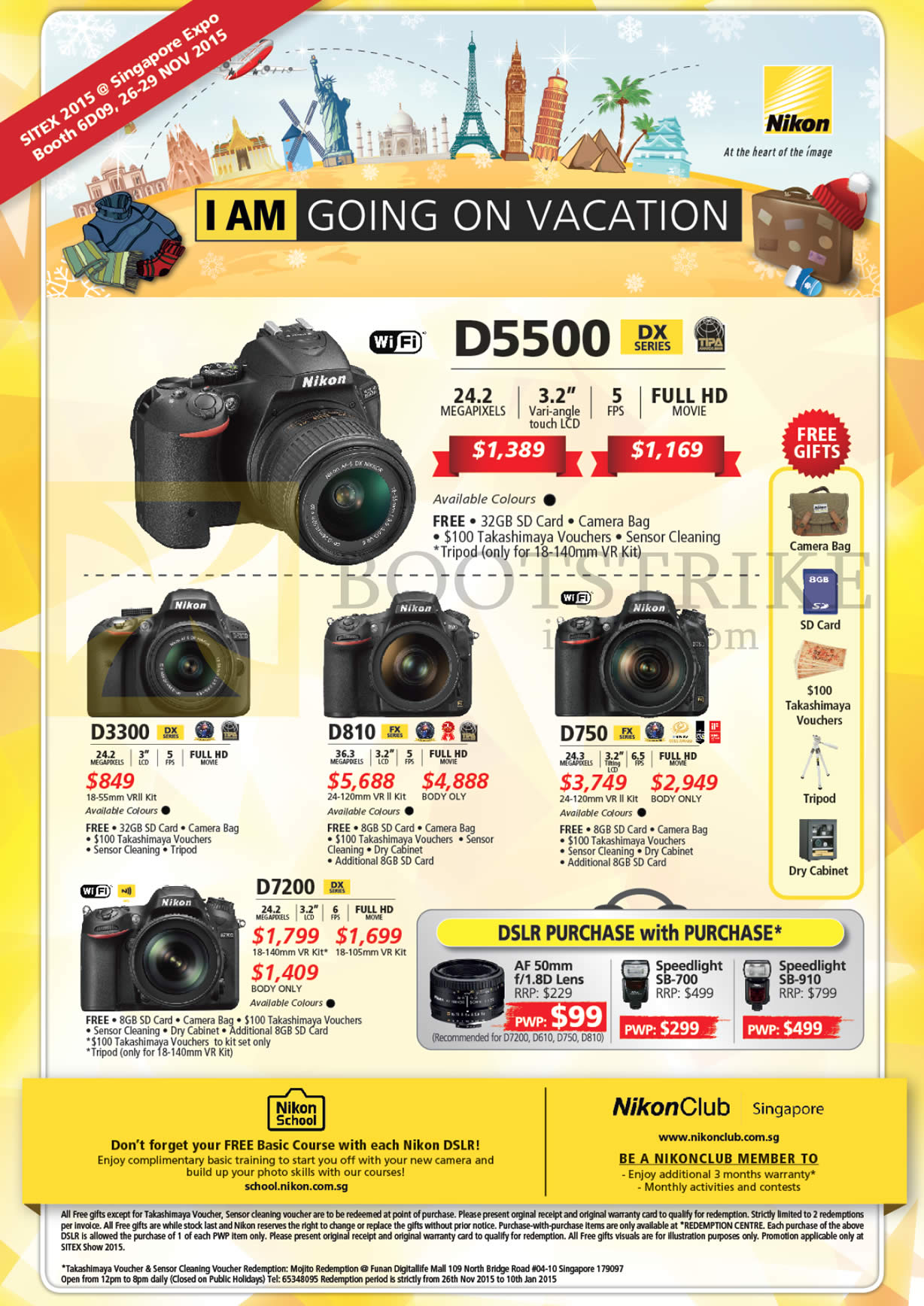 SITEX 2015 price list image brochure of Nikon DSLR Digital Cameras, Lenses D5500, D3300, D810, D750, D7200