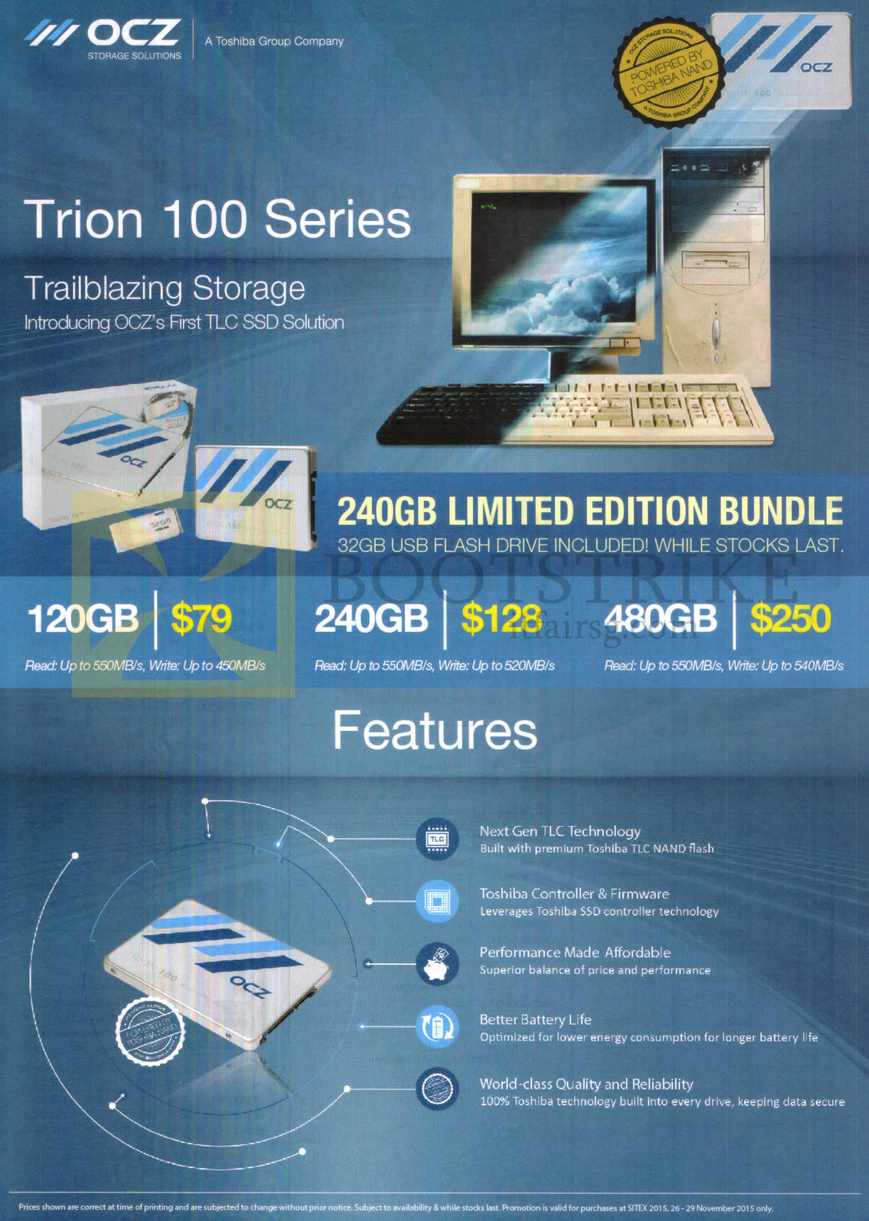 SITEX 2015 price list image brochure of OCZ Storage Solutions Trion 100 Series SSD 120GB, 240GB, 480GB