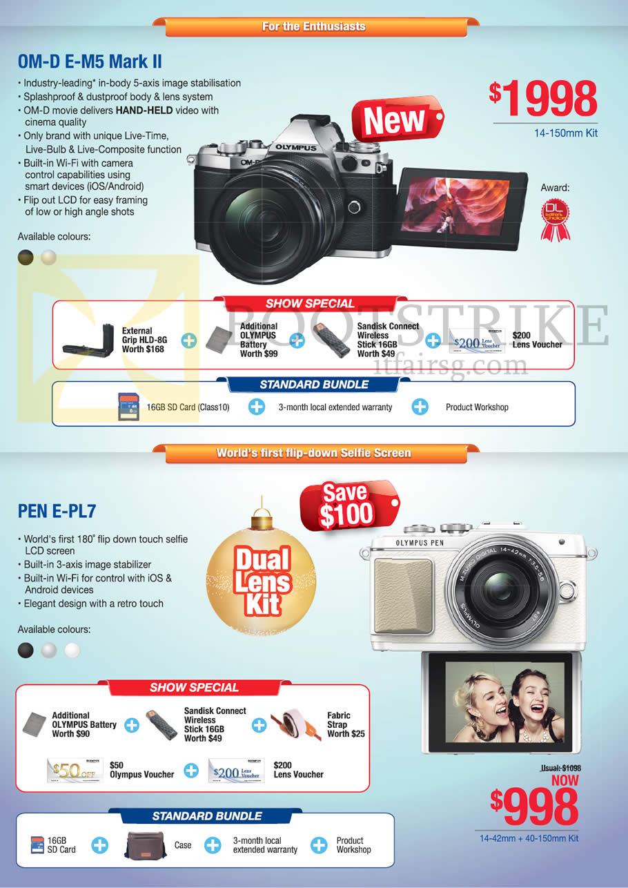 SITEX 2015 price list image brochure of Olympus Om-D E-M5 Mark II, Pen E-PL7