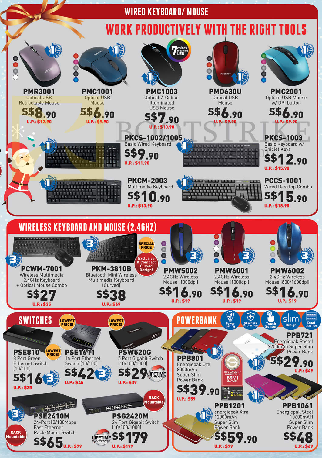 SITEX 2015 price list image brochure of Prolink Mouse, Keyboard, Wired, Wireless, Switches, Powerbank, PMR3001, PMC1001, 1003, 2001, PCWM-7001, PMW5002, 6001, 6002, PSE810, 1611, 2410M