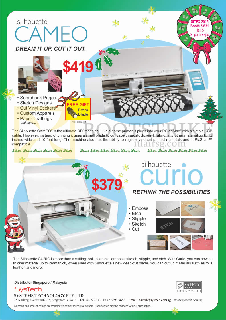 SITEX 2015 price list image brochure of Ranger Systech DIY Machines Silhouette Cameo, Curio