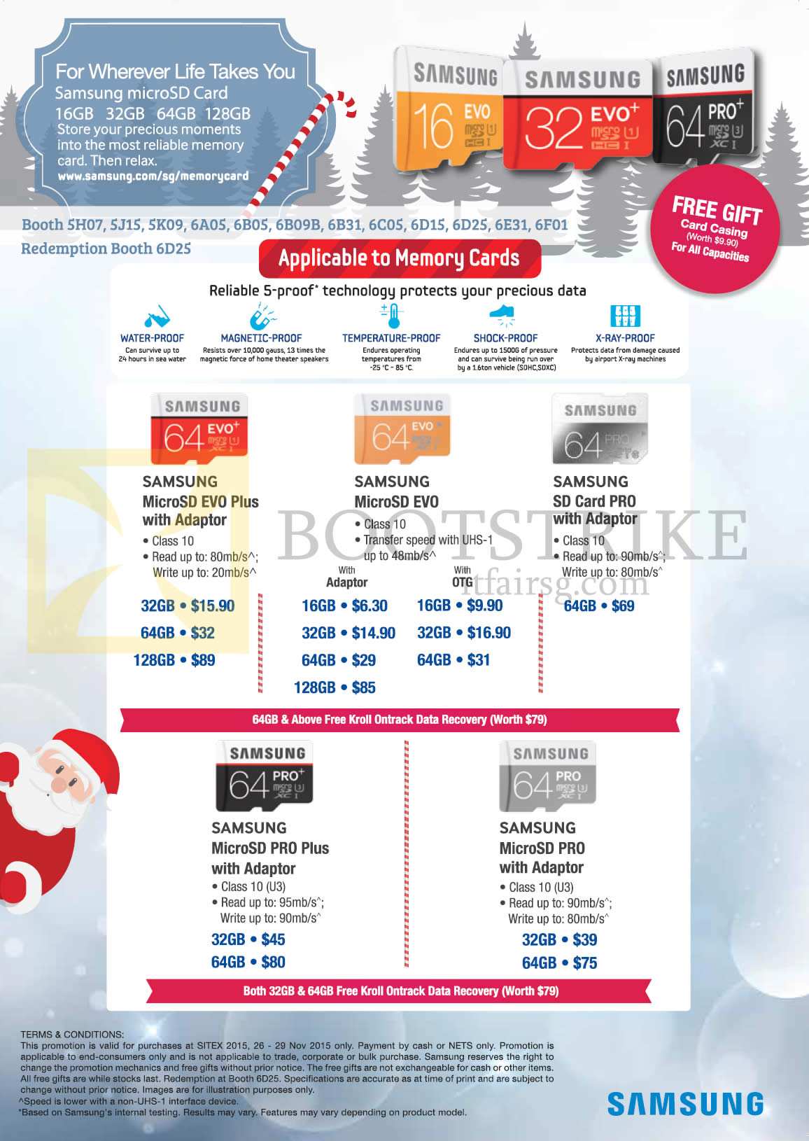 SITEX 2015 price list image brochure of Samsung Memory Cards MicroSD EVO Plus, Evo, Pro With Adapter, Pro Plus With Adapter, 16GB 32GB 64GB 128GB