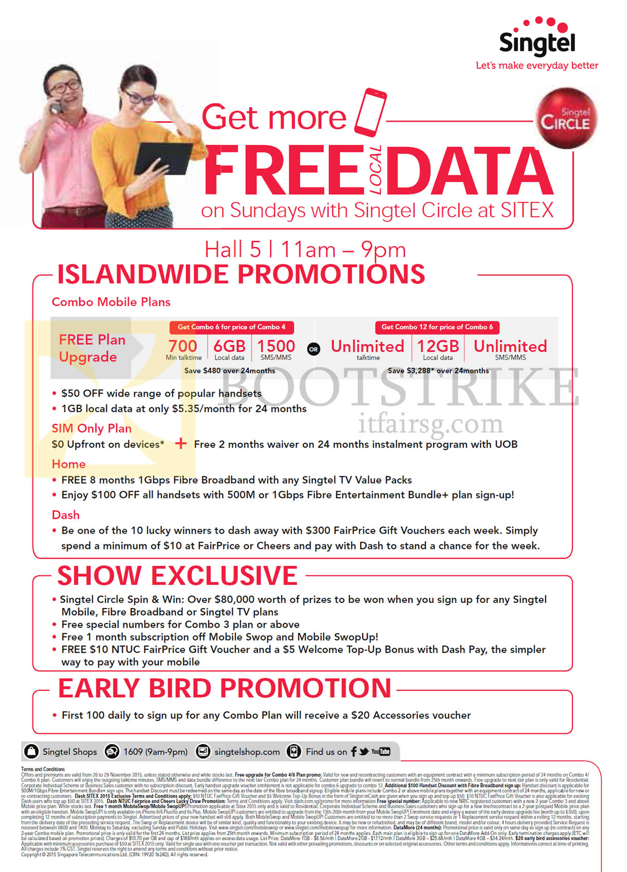 SITEX 2015 price list image brochure of Singtel Islandwide Promotions, Show Exclusives, Early Bird Promotions