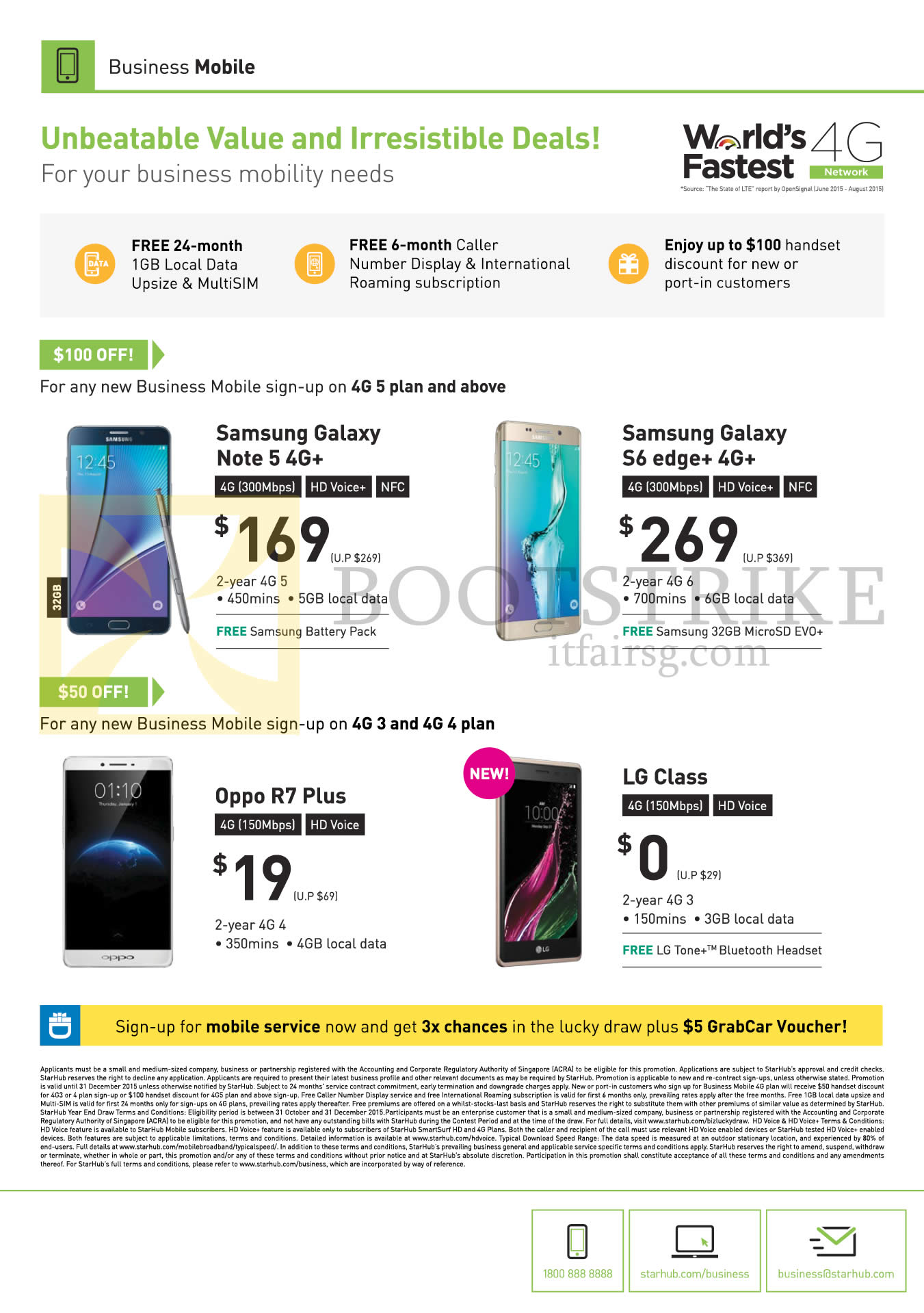 SITEX 2015 price list image brochure of Starhub Business Mobile Phones Samsung Galaxy Note 5, S6 Edge Plus, Oppo R7 Plus, LG Class