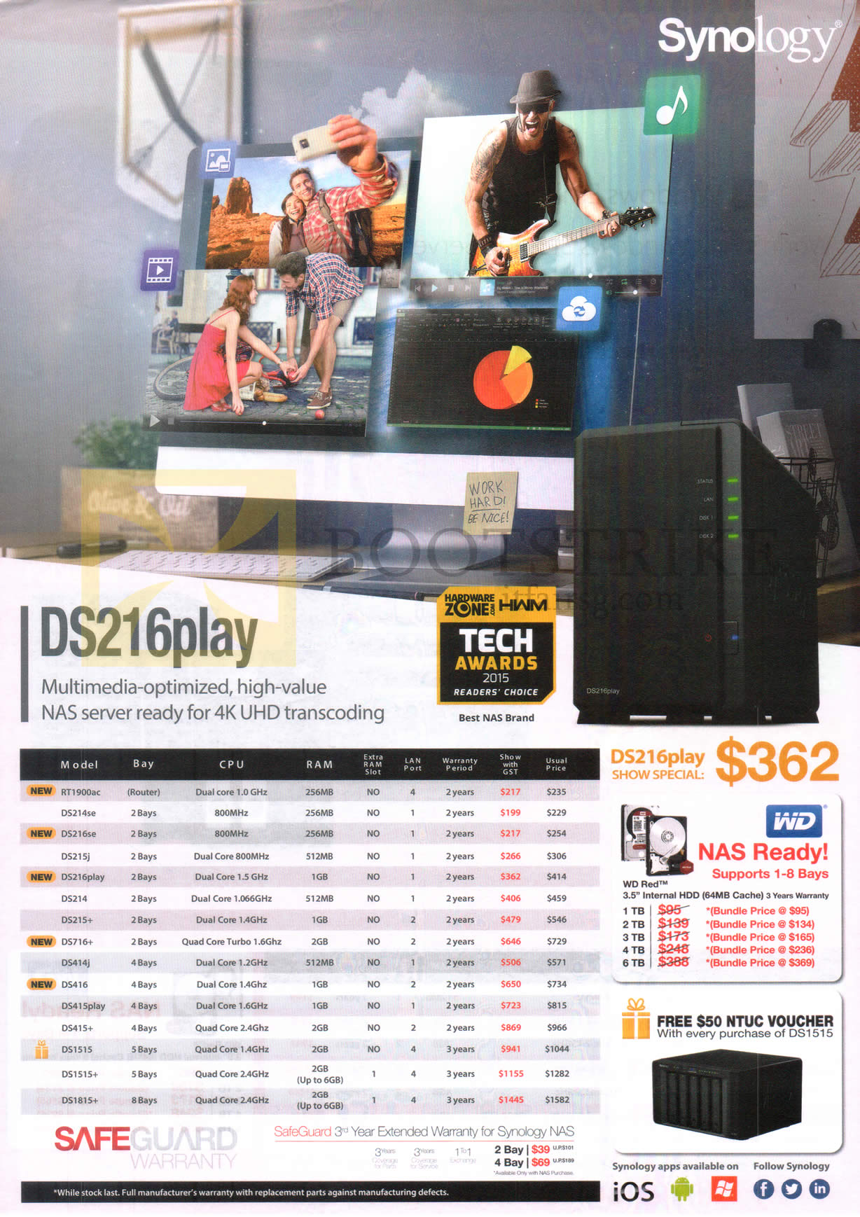 SITEX 2015 price list image brochure of Synology NAS DS216play High Value NAS Servers