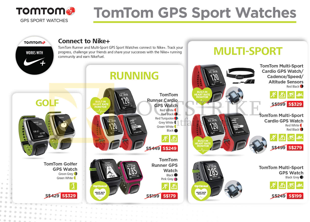 SITEX 2015 price list image brochure of TomTom GPS Sport Watches Golfer, Runner Cardio, Multi-Sport