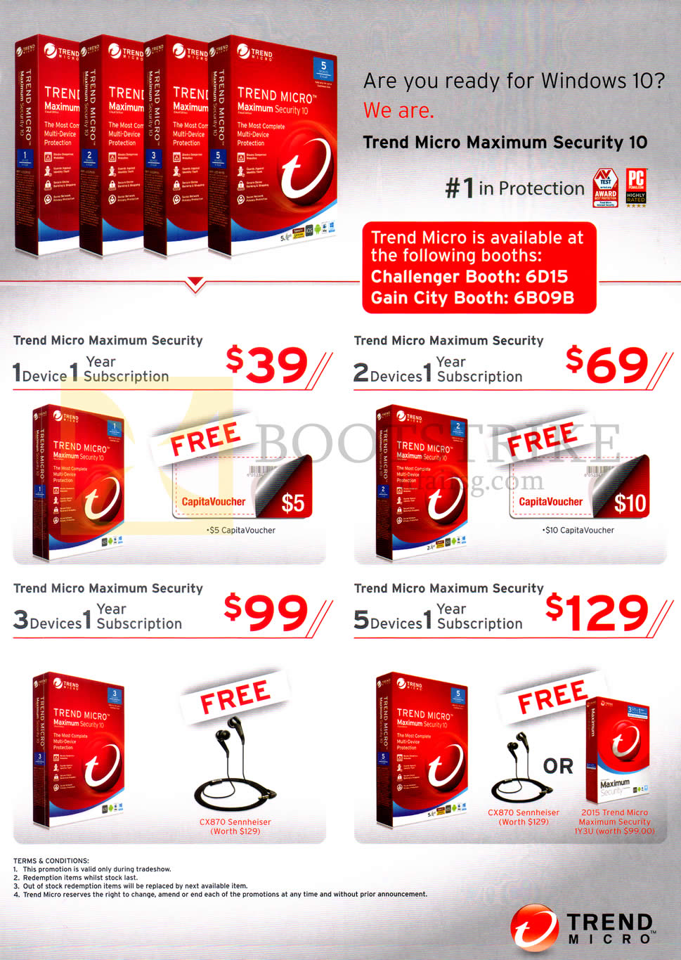 SITEX 2015 price list image brochure of Trend Micro Maximum Security 10, 1, 2, 3, 5, Devices 1 Subscription