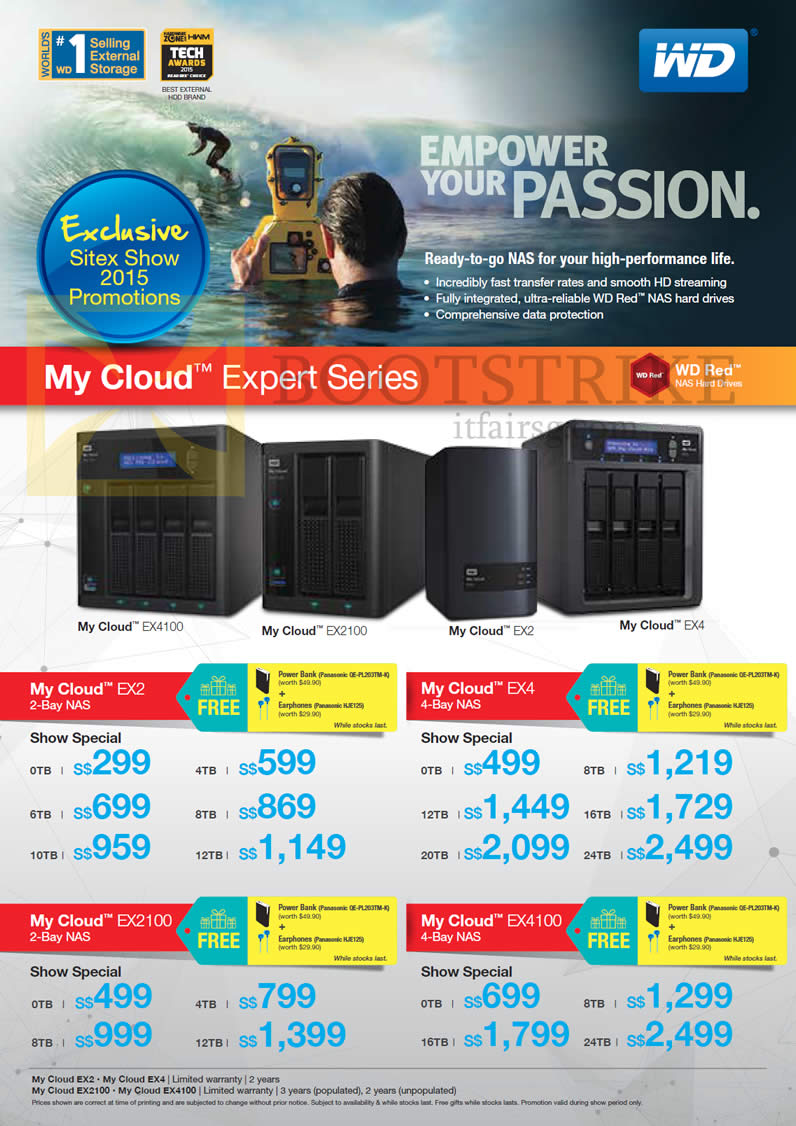 SITEX 2015 price list image brochure of Western Digital My Cloud Expert Series EX2 2Bay NAS, EX4 4 Bay NAS, EX2100 E Bay NAS, EX4100 4 Bay NAS, 0TB, 4TB, 6TB, 8TB, 10TB, 12TB, 16TB, 20TB, 24TB