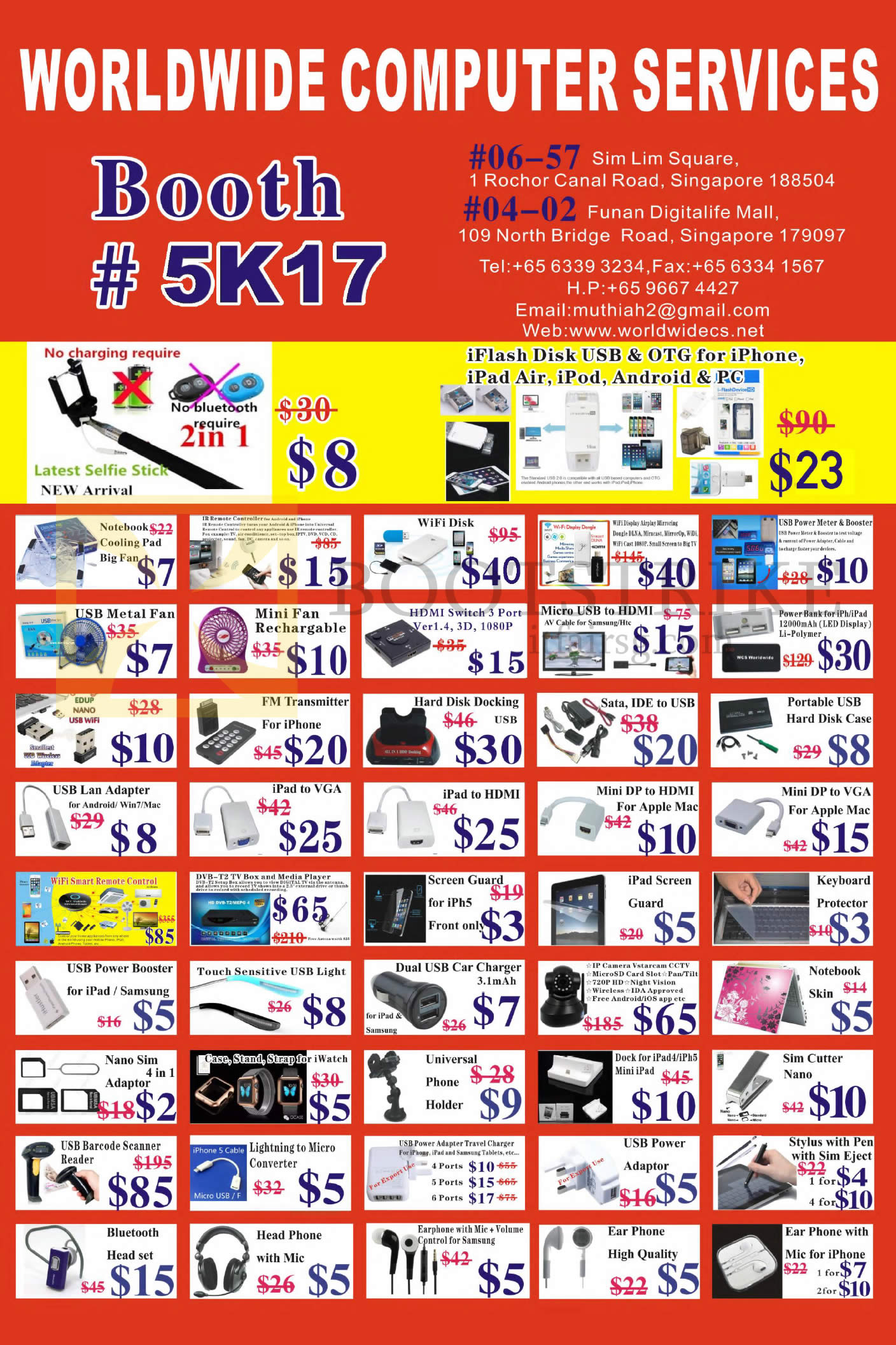 SITEX 2015 price list image brochure of Worldwide Computer Services Featured Offers, Accessories, USB, Cables, Charges, Adapters, Earphones