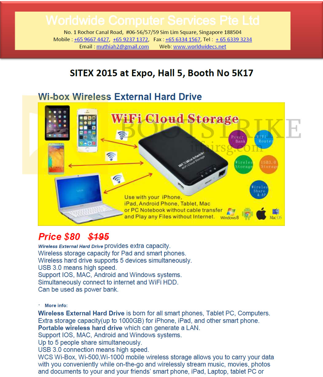 SITEX 2015 price list image brochure of Worldwide Computer Services Wifi Cloud Storage Page 2