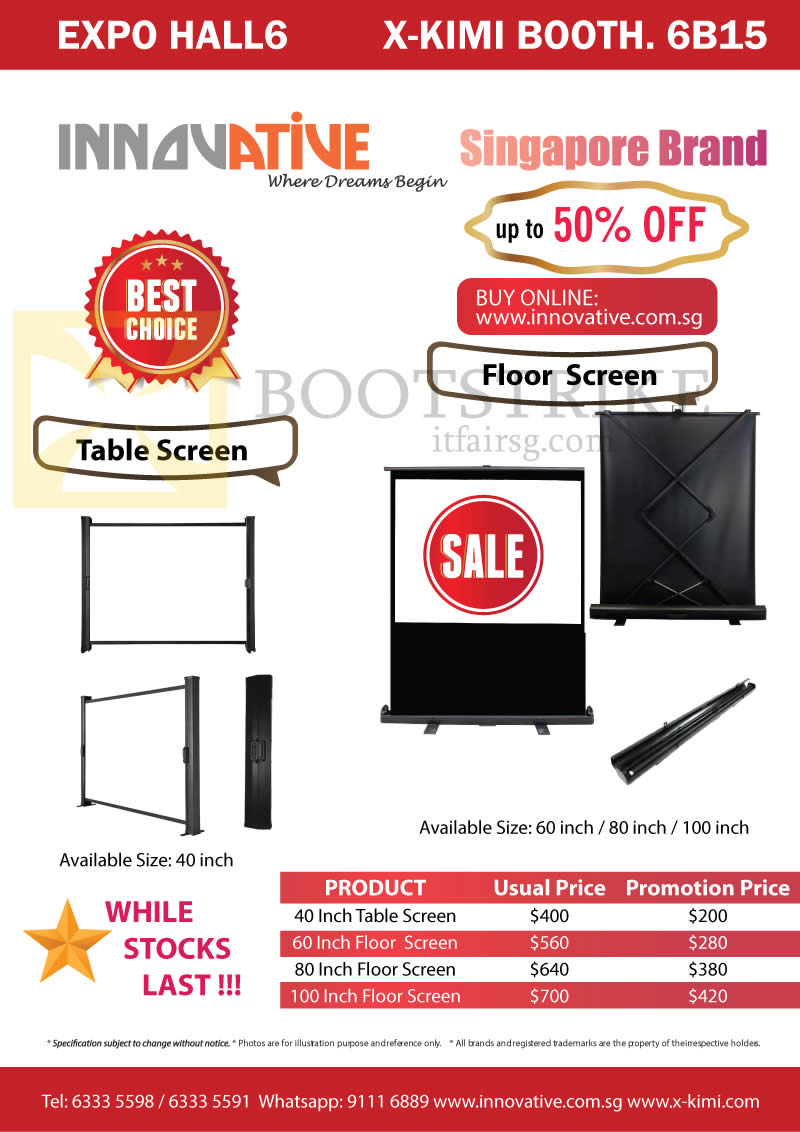 SITEX 2015 price list image brochure of X-Kimi Innovative Table, Floor Screens