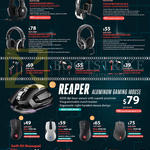 Headphones, Mouse,m Keyboards, Sirus C, Pulse-R, Ceres 500, 300, Resonar, Pitch Pro, Pitch, Alcor 4000dpi, Reco 4000dpi, Mizar 8200dpi, Havoc 8200dpi